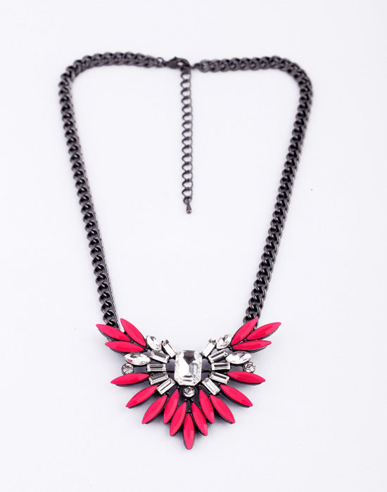 Wholesale Alloy Crystal Flower Necklace